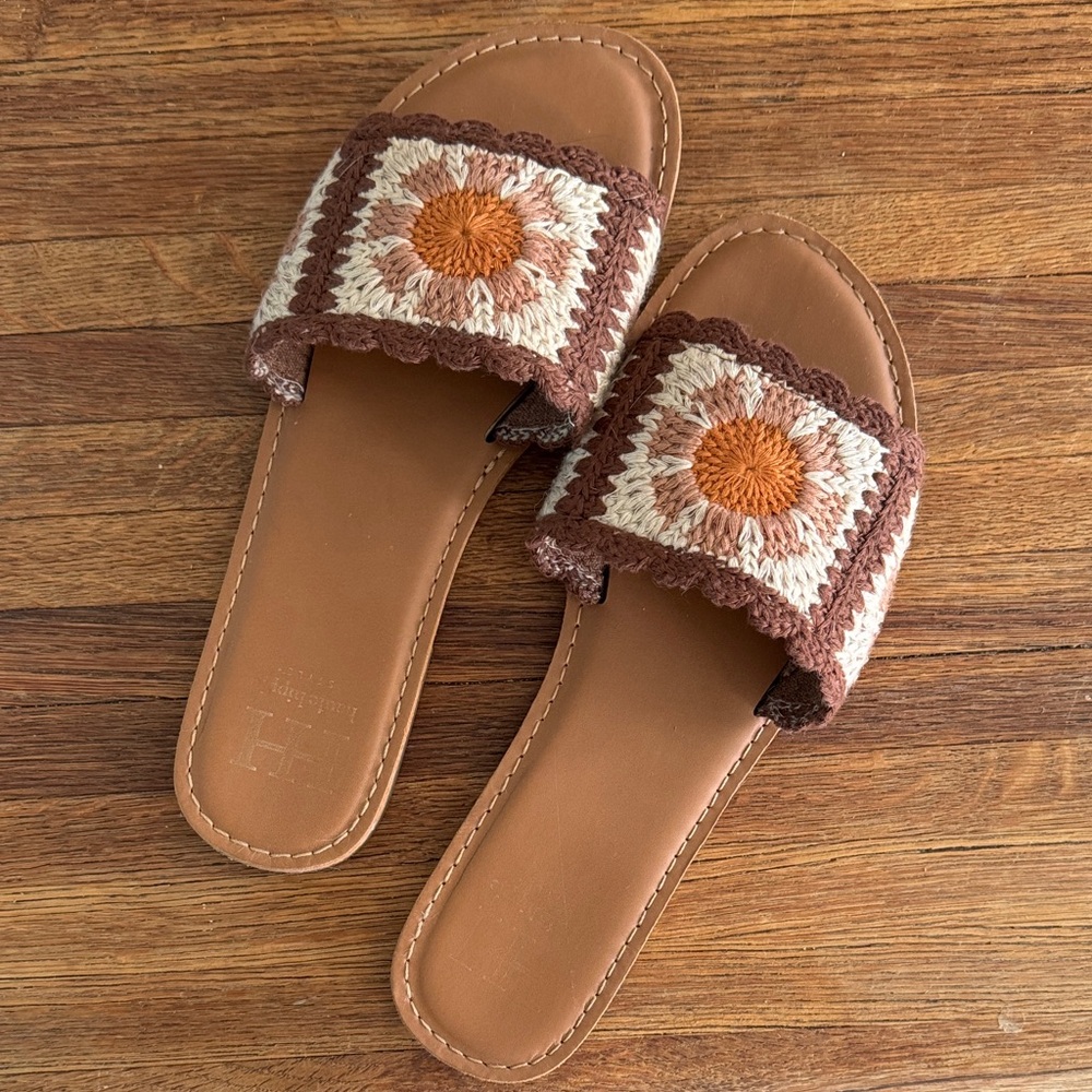 Haute Hippie Tan and Cream Crochet Sandals
